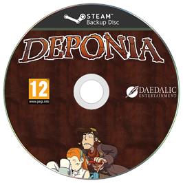 Box cover for Deponia on the Microsoft Windows.