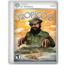 Box cover for Tropico 3 on the Microsoft Windows.