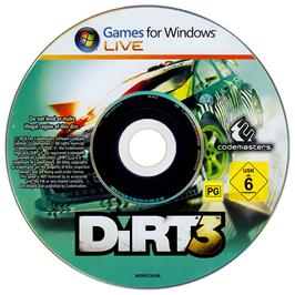 Artwork on the Disc for DiRT 3 on the Microsoft Windows.