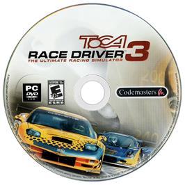 Artwork on the Disc for Toca Race Driver 3 on the Microsoft Windows.