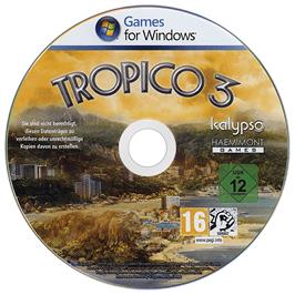 Artwork on the Disc for Tropico 3 on the Microsoft Windows.