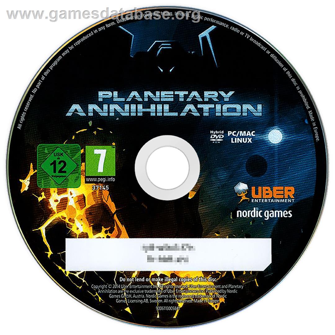Planetary Annihilation - Microsoft Windows - Artwork - Disc