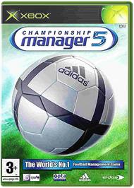 Box cover for Championship Manager 5 on the Microsoft Xbox.
