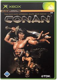 Box cover for Conan on the Microsoft Xbox.
