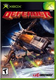 Box cover for Defender on the Microsoft Xbox.