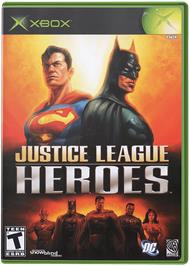Box cover for Justice League Heroes on the Microsoft Xbox.