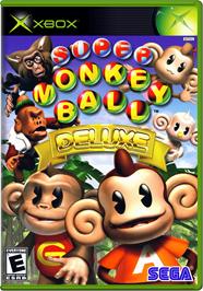 Box cover for Super Monkey Ball Deluxe on the Microsoft Xbox.