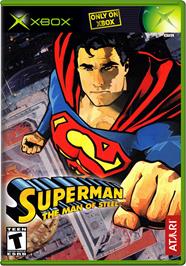 Box cover for Superman: The Man of Steel on the Microsoft Xbox.