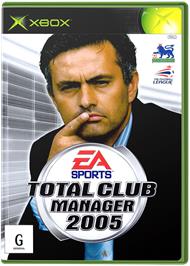 Box cover for Total Club Manager 2005 on the Microsoft Xbox.