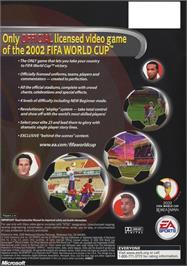 Box back cover for 2002 FIFA World Cup on the Microsoft Xbox.