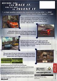 Box back cover for Apex on the Microsoft Xbox.