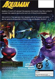 Box back cover for Aquaman: Battle for Atlantis on the Microsoft Xbox.