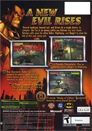 Box back cover for Batman: Rise of Sin Tzu on the Microsoft Xbox.