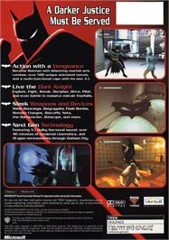 Box back cover for Batman: Vengeance on the Microsoft Xbox.