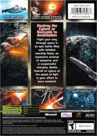 Box back cover for Battlestar Galactica on the Microsoft Xbox.