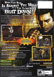 Box back cover for Beat Down: Fists of Vengeance on the Microsoft Xbox.