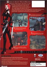 Box back cover for BloodRayne on the Microsoft Xbox.