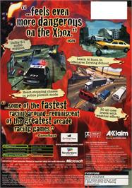 Box back cover for Burnout 2: Point of Impact on the Microsoft Xbox.
