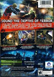 Box back cover for Cold Fear on the Microsoft Xbox.