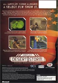 Box back cover for Conflict: Desert Storm on the Microsoft Xbox.