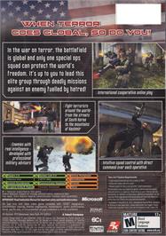 Box back cover for Conflict: Global Terror on the Microsoft Xbox.