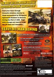 Box back cover for Delta Force: Black Hawk Down on the Microsoft Xbox.