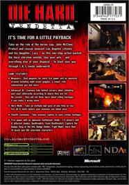 Box back cover for Die Hard: Vendetta on the Microsoft Xbox.