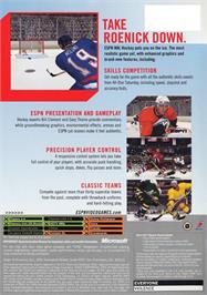 Box back cover for ESPN NHL Hockey on the Microsoft Xbox.