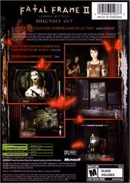 Box back cover for Fatal Frame II: Crimson Butterfly on the Microsoft Xbox.