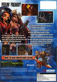 Box back cover for Freaky Flyers on the Microsoft Xbox.