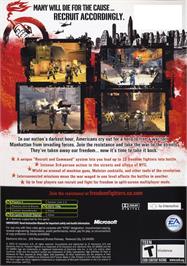 Box back cover for Freedom Fighters on the Microsoft Xbox.