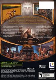 Box back cover for Gladius on the Microsoft Xbox.