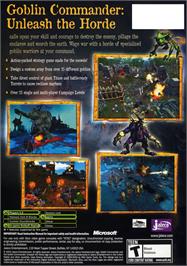Box back cover for Goblin Commander: Unleash the Horde on the Microsoft Xbox.