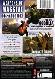 Box back cover for Godzilla: Save the Earth on the Microsoft Xbox.