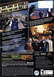 Box back cover for GoldenEye: Rogue Agent on the Microsoft Xbox.