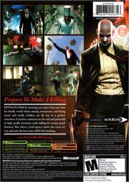 Box back cover for Hitman: Blood Money on the Microsoft Xbox.
