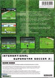 Box back cover for International Superstar Soccer 2 on the Microsoft Xbox.