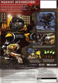 Box back cover for MechAssault on the Microsoft Xbox.