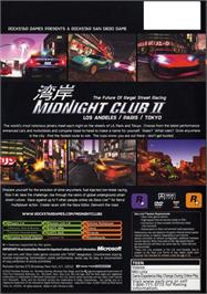 Box back cover for Midnight Club 2 on the Microsoft Xbox.