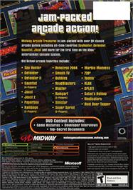 Box back cover for Midway Arcade Treasures on the Microsoft Xbox.