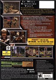 Box back cover for Mortal Kombat: Deception on the Microsoft Xbox.