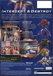 Box back cover for Murakumo: Renegade Mech Pursuit on the Microsoft Xbox.