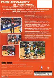 Box back cover for NBA 2K2 on the Microsoft Xbox.