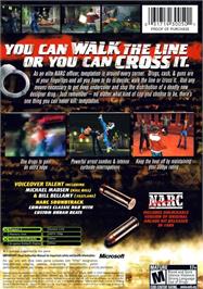 Box back cover for Narc on the Microsoft Xbox.