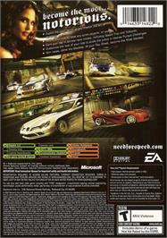 Box back cover for Need for Speed: Most Wanted (Black Edition) on the Microsoft Xbox.