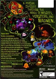 Box back cover for Psychonauts on the Microsoft Xbox.