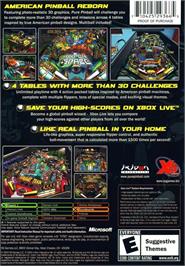Box back cover for Pure Pinball on the Microsoft Xbox.