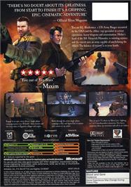 Box back cover for Return to Castle Wolfenstein: Tides of War on the Microsoft Xbox.