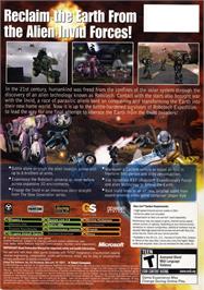 Box back cover for Robotech: Invasion on the Microsoft Xbox.
