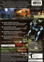 Box back cover for Rogue Trooper on the Microsoft Xbox.